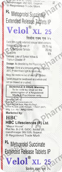 Velol Xl 25Mg Strip Of 10 Tablets