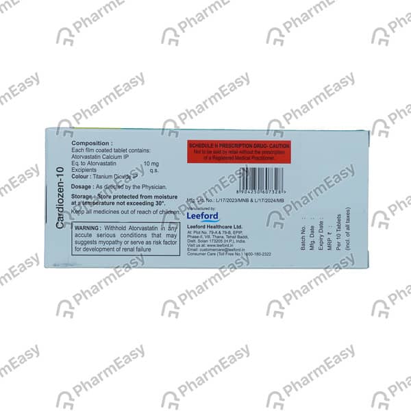 Cardiozen 10mg Strip Of 10 Tablets
