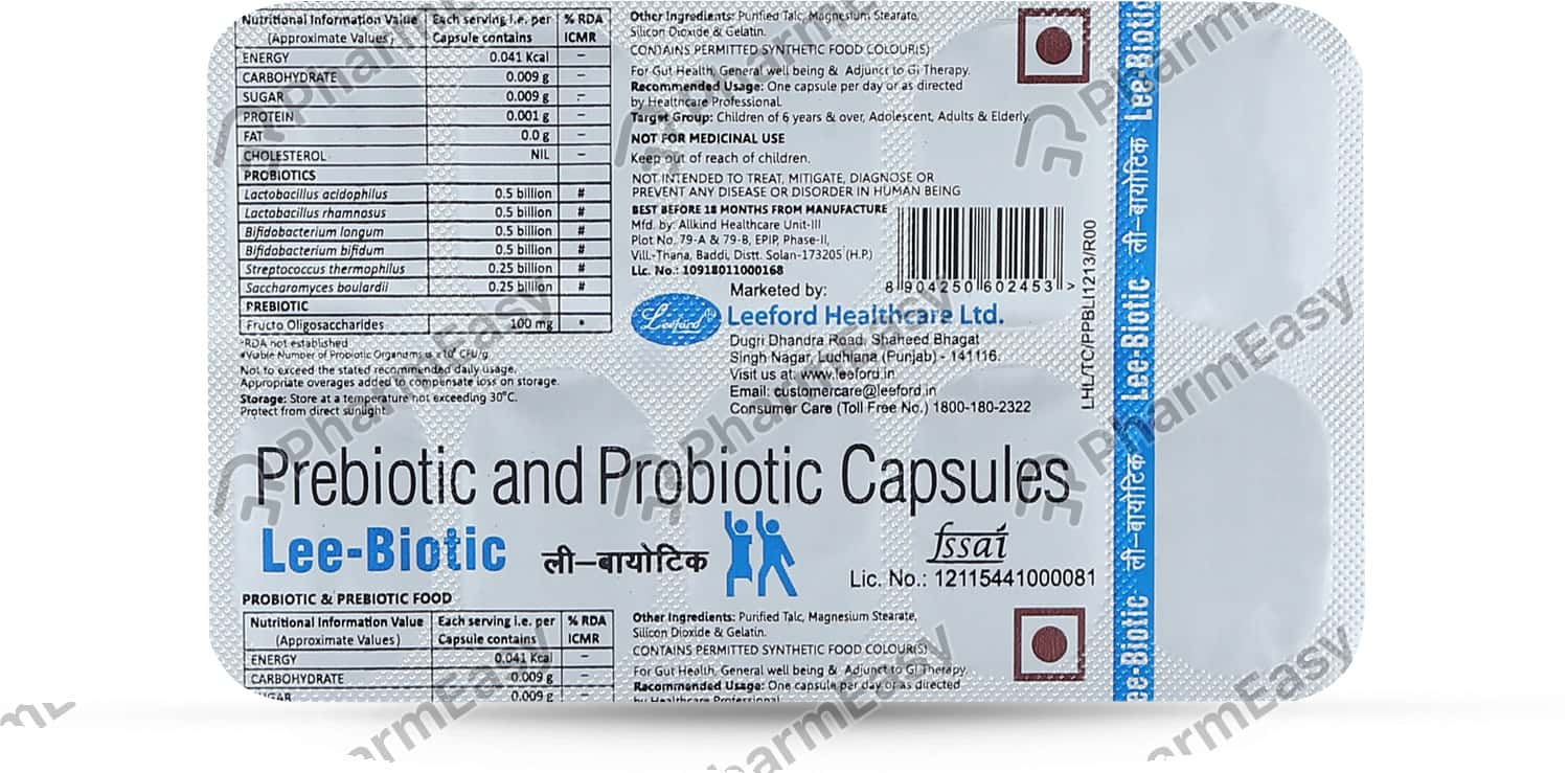 Buy Lee Biotic Strip Of 10 Capsules Online at Flat 15 OFF PharmEasy