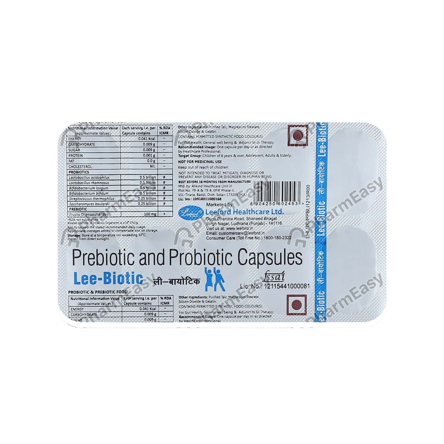 Buy Leebiotic Capsule (10) Online at Flat 18 OFF* PharmEasy