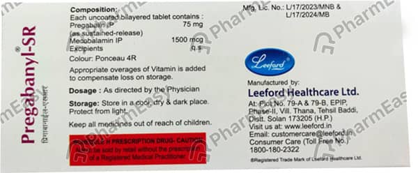 Pregabanyl Sr Strip Of 10 Tablets