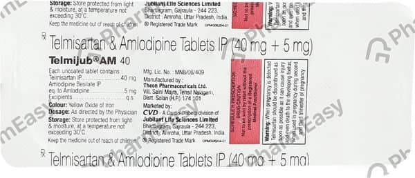 Telmijub Am 40Mg Strip Of 10 Tablets
