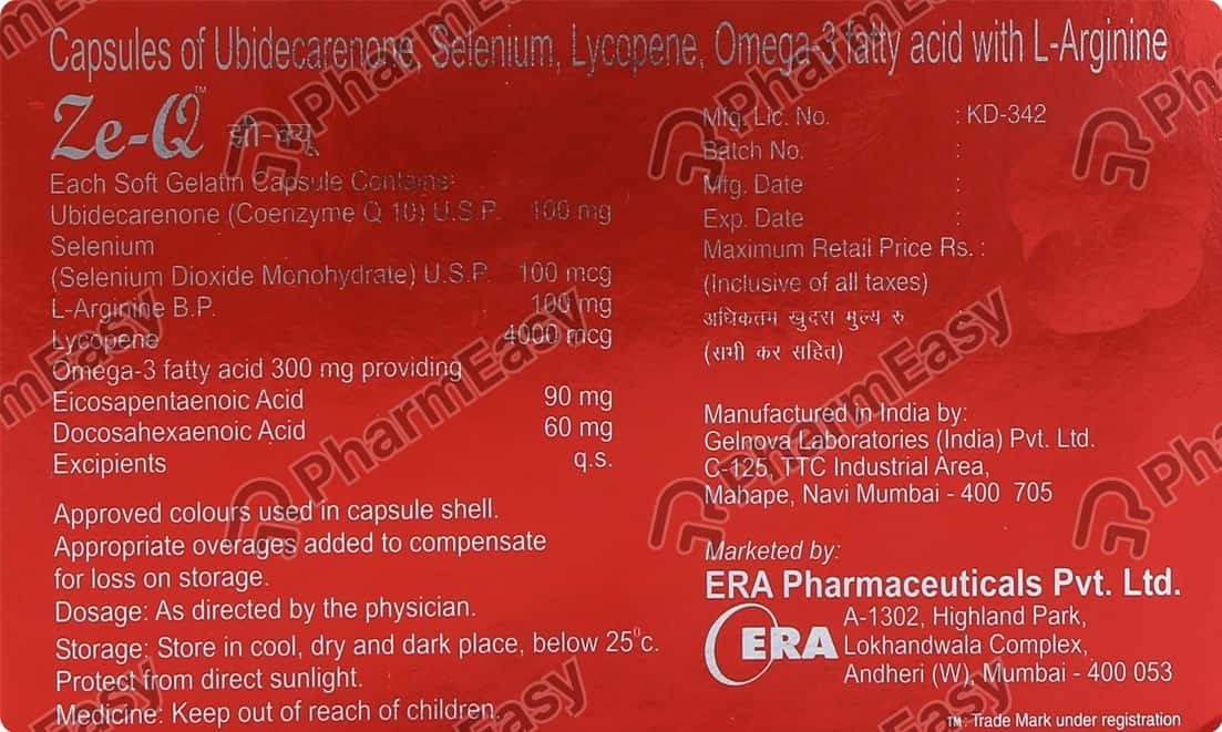 Buy Ze Q 100 MG Capsule (10) Online at Flat 15 OFF PharmEasy