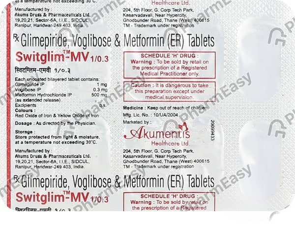 Switglim Mv 1/0.3Mg Strip Of 10 Tablets