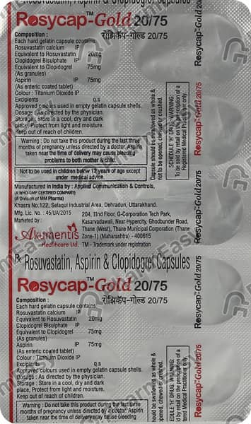 Rosycap Gold 20/75mg Strip Of 10 Capsules