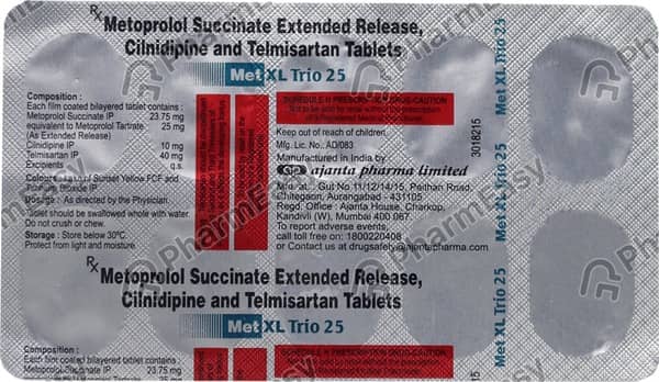 Met Xl Trio 25mg Strip Of 10 Tablets