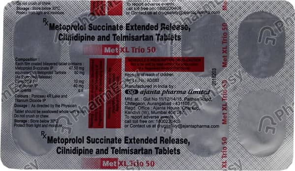 Met Xl Trio 50mg Strip Of 10 Tablets