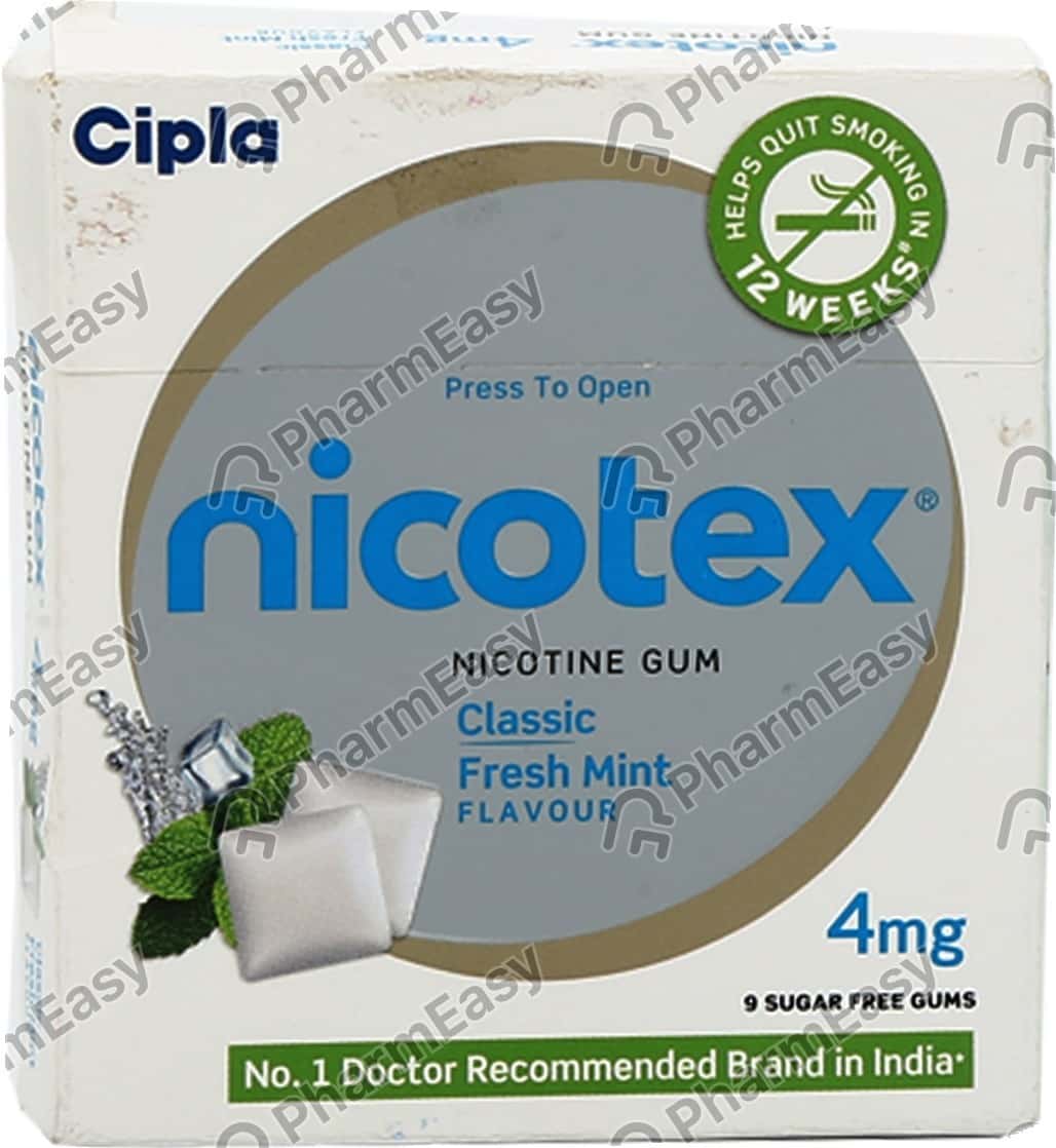 Nicotex 4mg Sugar Free Classic Fresh Mint Strip Of 9 Chewing Gums