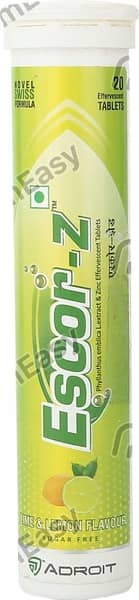 Escor Z Lemon Flavour Sugar Free Bottle Of 20 Effervescent Tablets