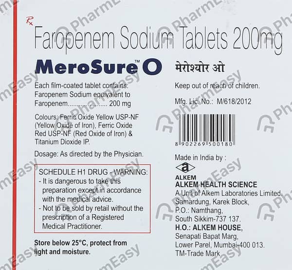 मेरोस्योर ओ 200एमजी की स्ट्रिप 6 टैबलेट्स