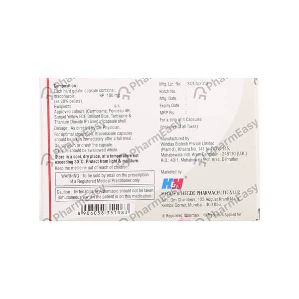 Itzhh 100Mg Strip Of 4 Capsules