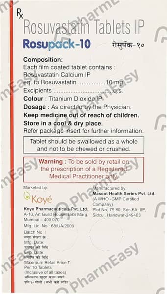 Rosupack 10Mg Bottle Of 30 Tablets