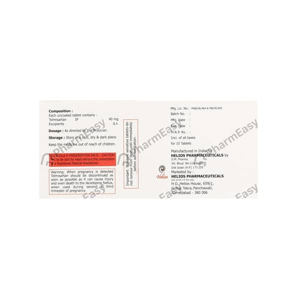 Telismart 40mg Strip Of 10 Tablets
