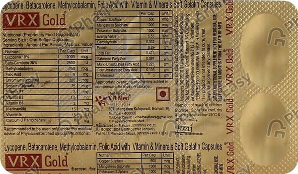 Vrx Gold Strip Of 10 Capsules