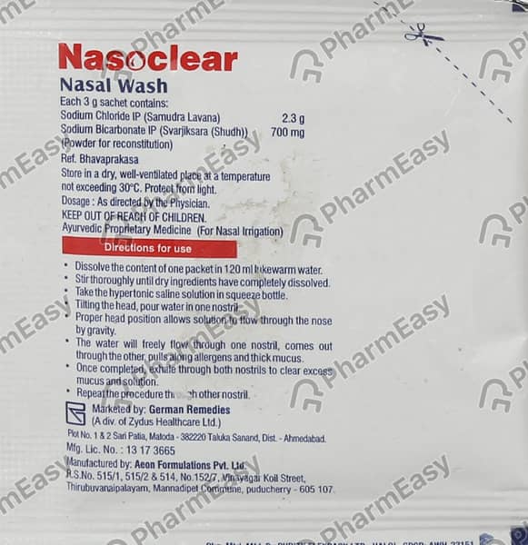 Nasoclear Sachet Of 3Gm Nasal Wash