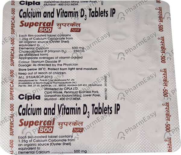 Supercal 500mg Strip Of 15 Tablets