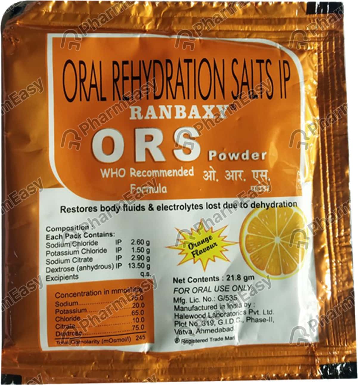 Ranbaxy Ors Orange Flavour Sachet Of 21.8gm Oral Powder