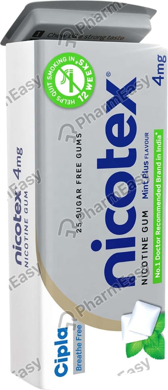Nicotex 4mg Mint Plus Flavour Sugar Free Tin Of 25 Chewing Gums