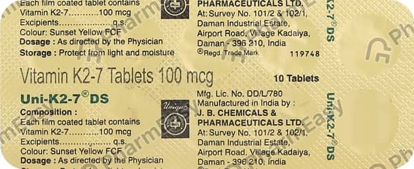Uni K2 7 Ds Strip Of 10 Tablets