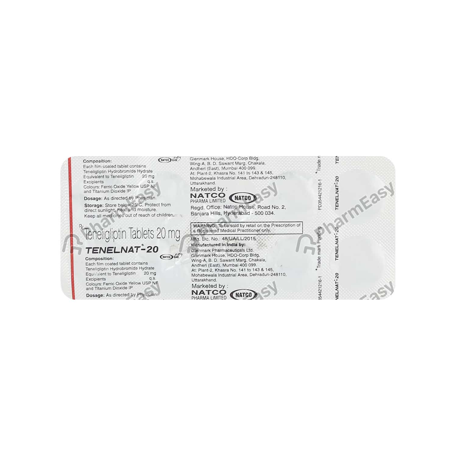 Tenelnat 20 MG Tablet (10) - Uses, Side Effects, Dosage, Composition ...