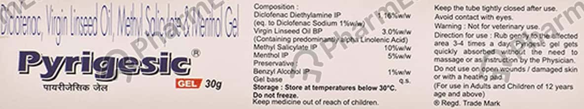 Buy Pyrigesic Tube Of 30gm Gel Online at Flat 15% OFF | PharmEasy