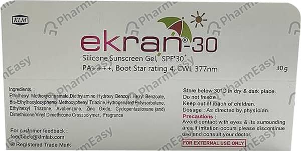 Ekran 30 | Spf 30 +| Tube | Silicone Sunscreen Gel 30 Gm