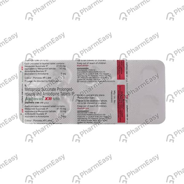 Amlovas Xm 5/50Mg Strip Of 15 Tablets