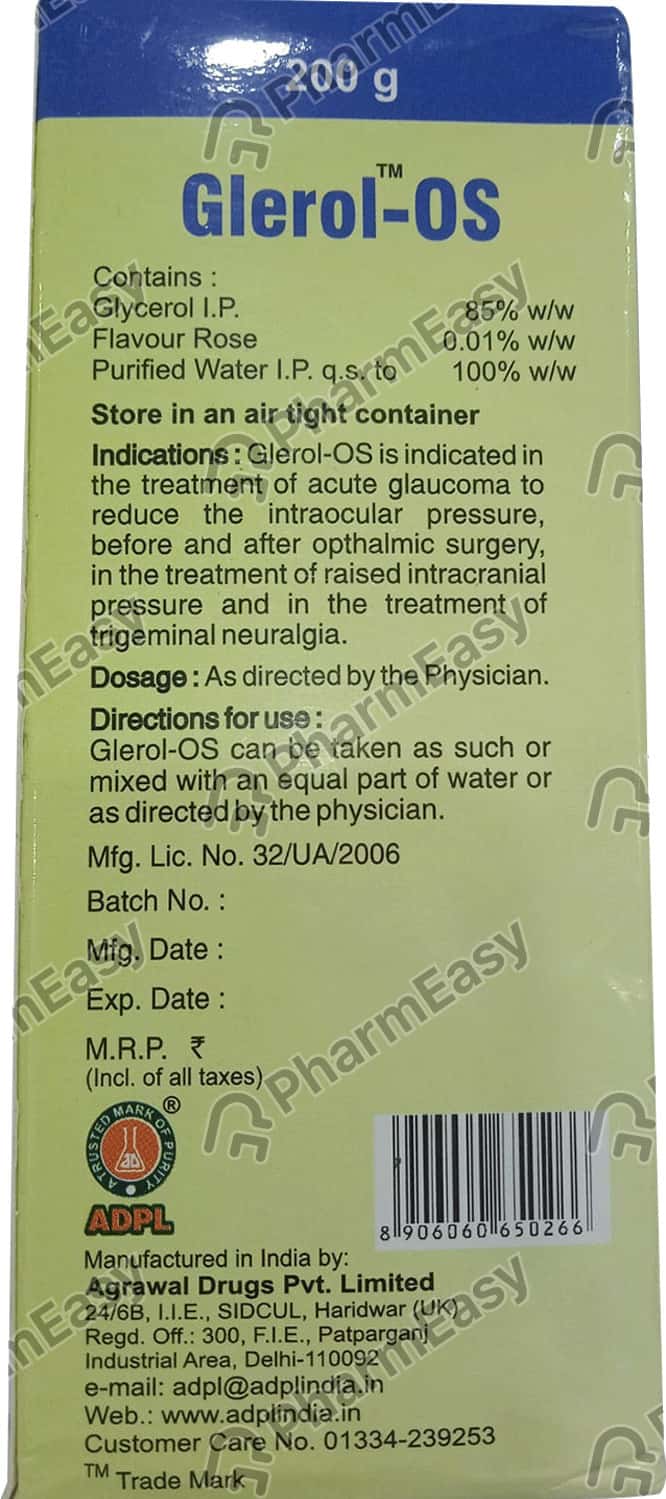 Buy Glerol Os 85 Oral Liquid For Local Application (200) Online at