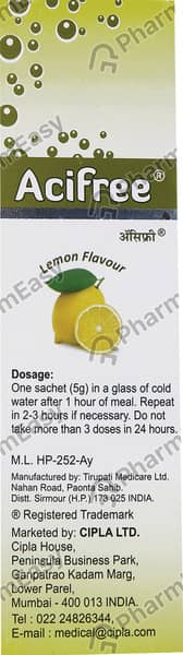 Aci Free Lemon Flavour Sachet Of 5Gm Powder