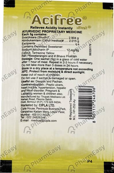 Aci Free Lemon Flavour Sachet Of 5Gm Powder
