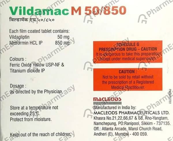Vildamac M 50/850mg Strip Of 15 Tablets
