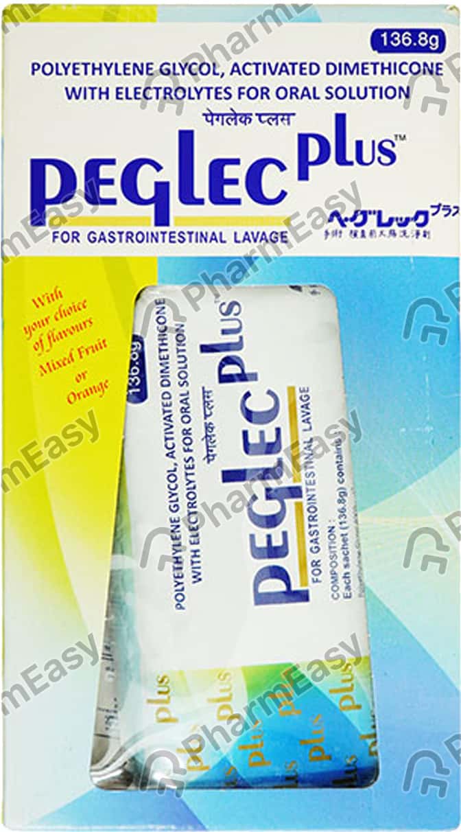 Peglec Plus Mixed Fruit And Orange Flavour Sachet Of 136.8gm Powder