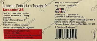 Losacar 25mg Strip Of 15 Tablets