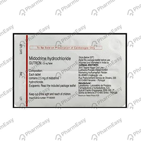 Gutron 2.5 Mg Strip Of 10 Tablets