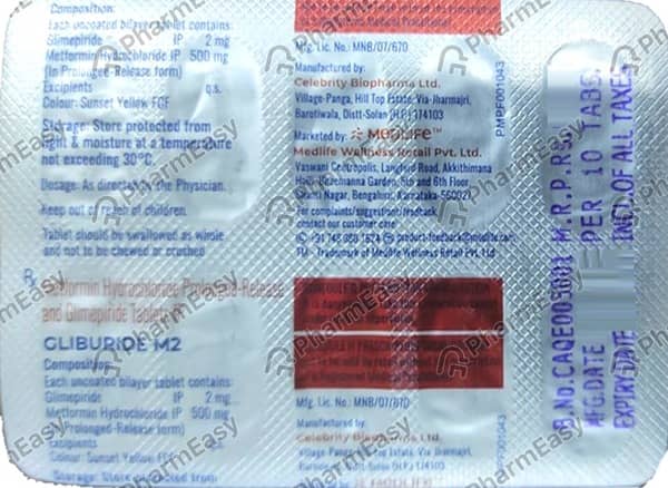 Gliburide M 2/500 Mg Tablet 10
