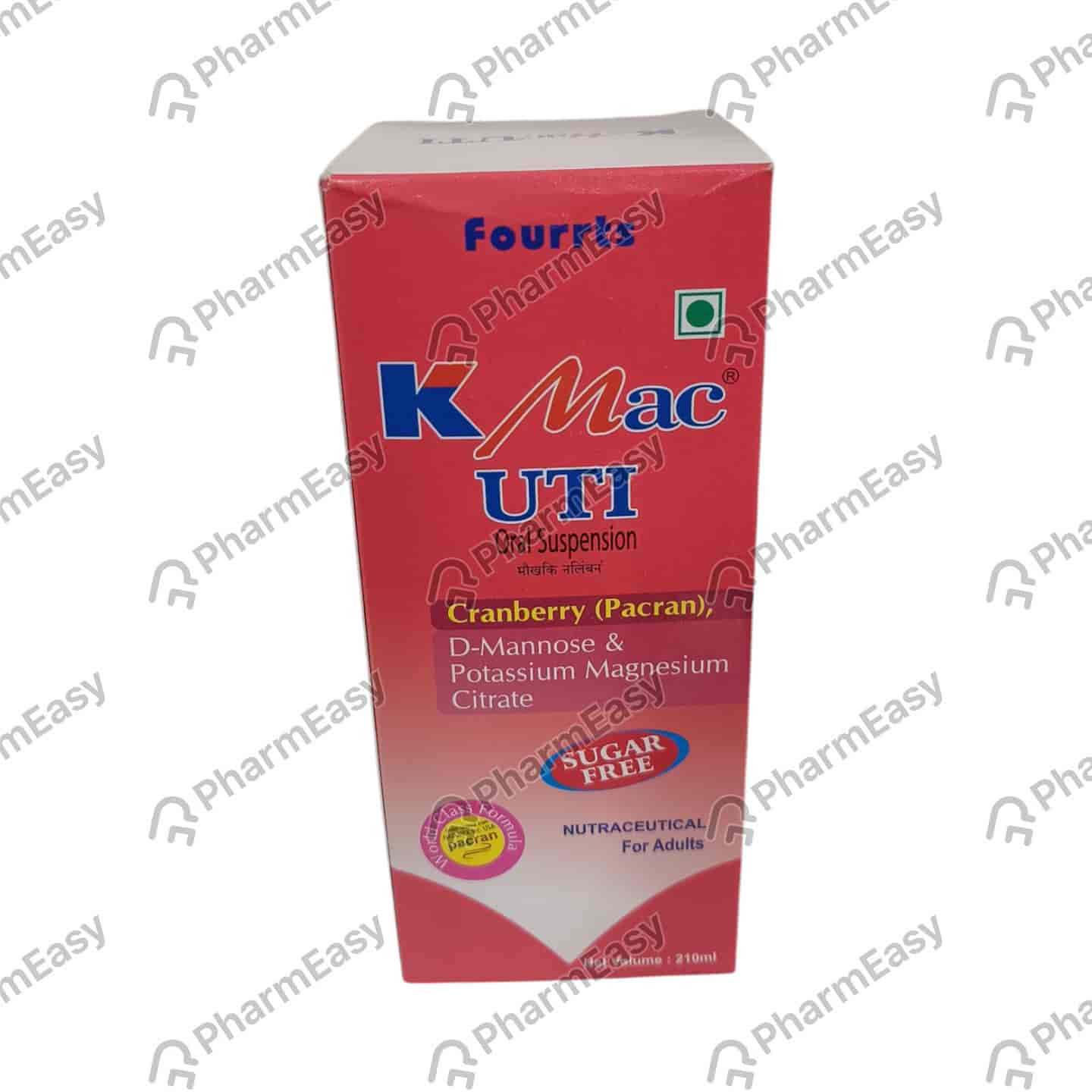 K Mac Uti Cranberry Flavour Sugar Free Bottle Of 210ml Suspension