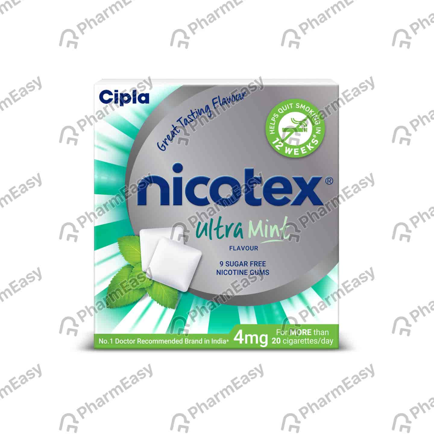 Nicotex 4mg Ultra Mint Flavour Sugar Free Strip Of 9 Chewing Gum