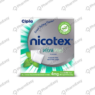 Nicotex 4mg Ultra Mint Flavour Sugar Free Strip Of 9 Chewing Gum