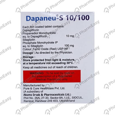 Dapaneu S 10/100mg Strip Of 15 Tablets