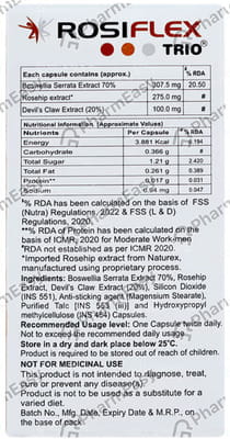 Rosiflex Plus Trio Bottle Of 14 Veg Capsules