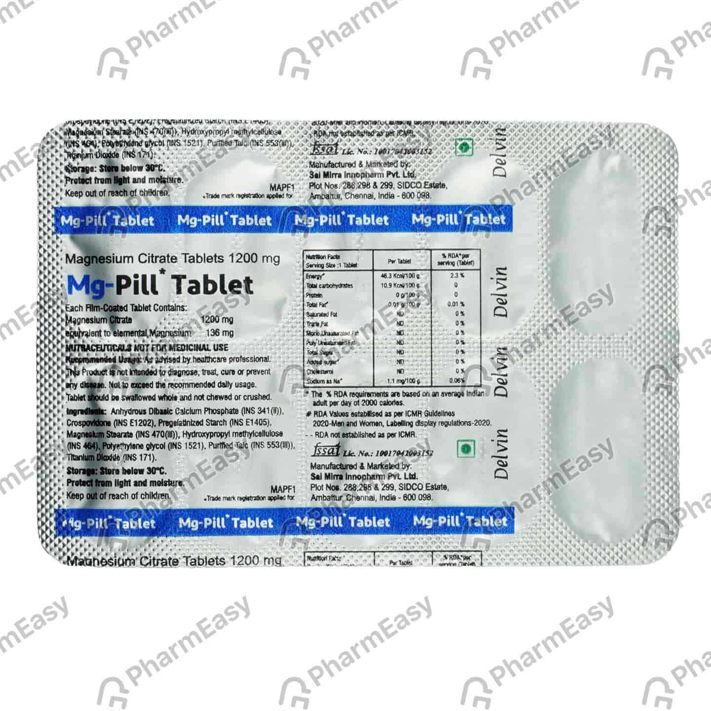 Mg Pill 1200mg Strip Of 10 Tablets