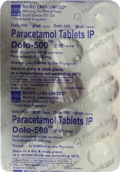 Dolo 500mg Strip Of 10 Tablets