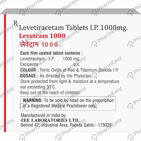 Levetram 1000Mg Strip Of 10 Tablets