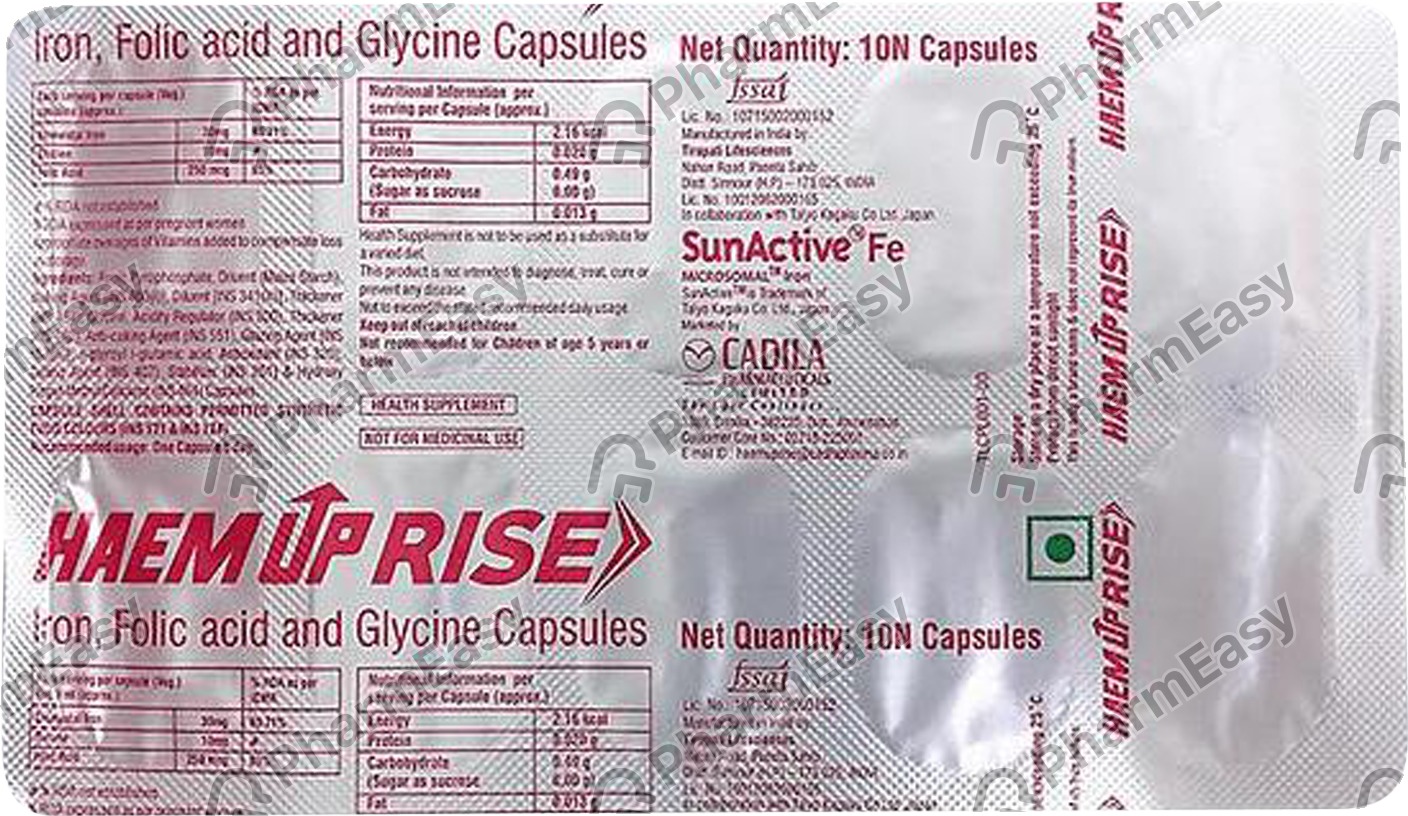 Buy Haem Up Rise Strip Of 10 Capsules Online at Flat 15 OFF PharmEasy