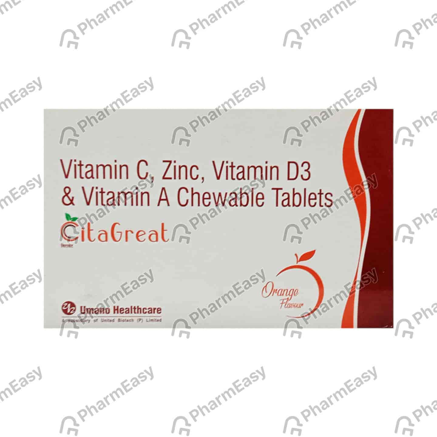 Citagreat Orange Flavour Strip Of 15 Chewable Tablets