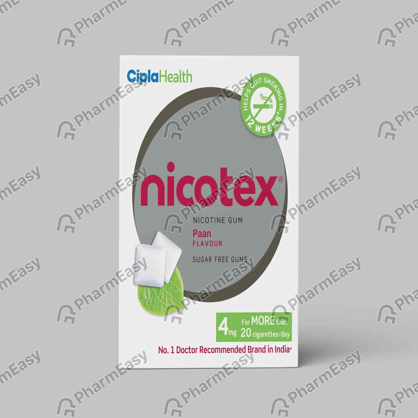 Nicotex 4mg Paan Flavour Sugar Free Strip Of 12 Chewing Gums