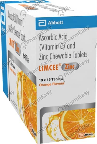Limcee Zinc Orange Flavour Strip Of 15 Chewable Tablets