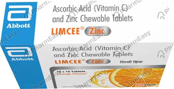 Limcee Zinc Orange Flavour Strip Of 15 Chewable Tablets