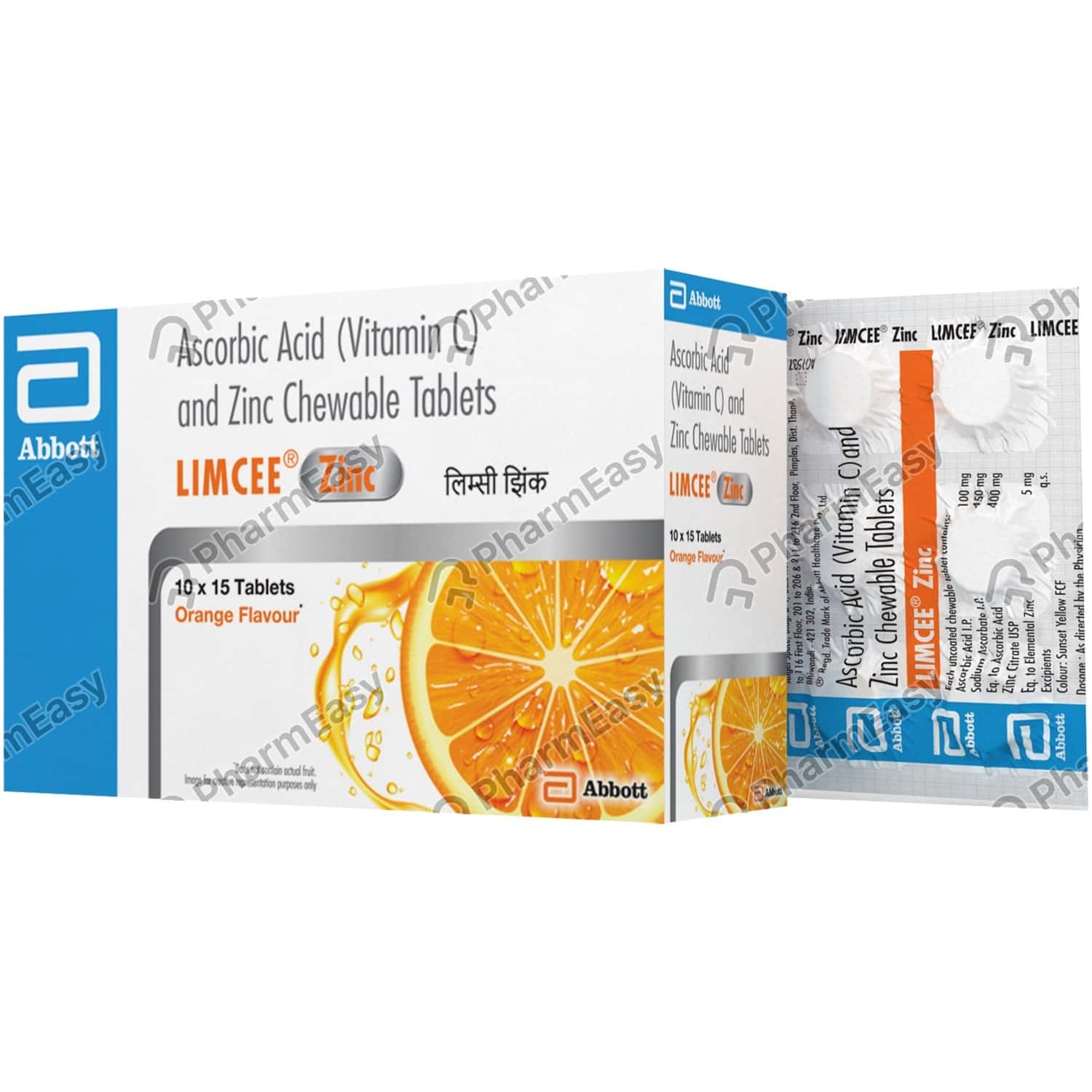 Buy Limcee Zinc Orange Flavour Strip Of 15 Chewable Tablets Online at