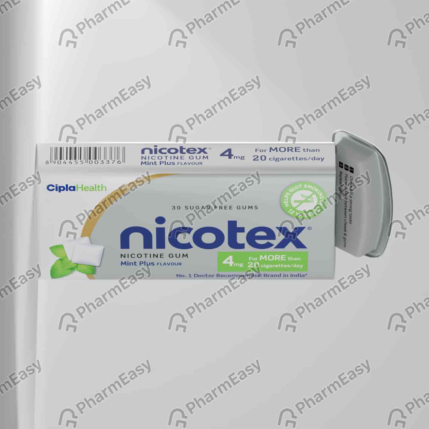 Nicotex 4mg Mint Plus Flavour Sugar Free Tin Of 30 Chewing Gums